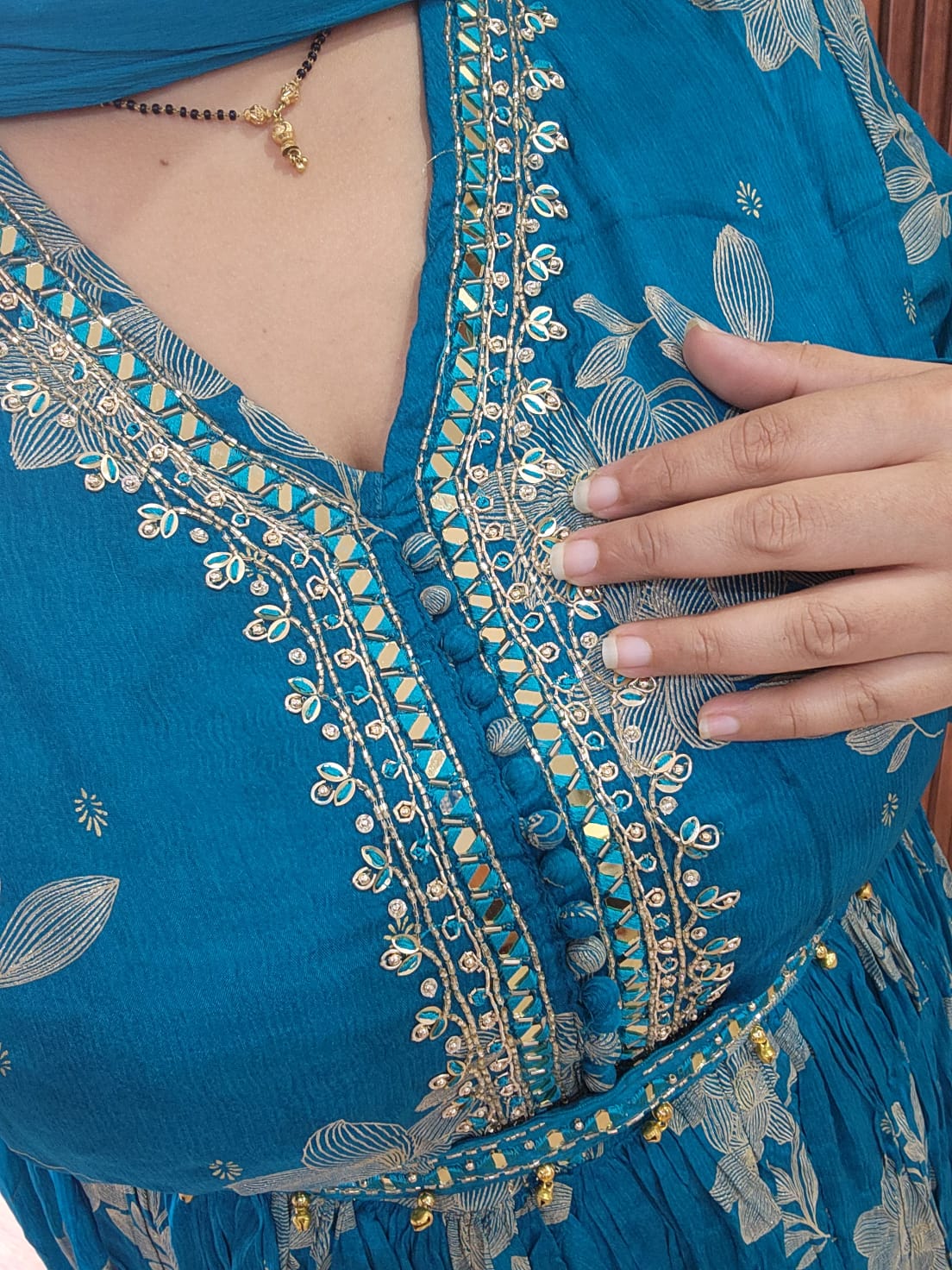 Blue Anarkali Suit Set