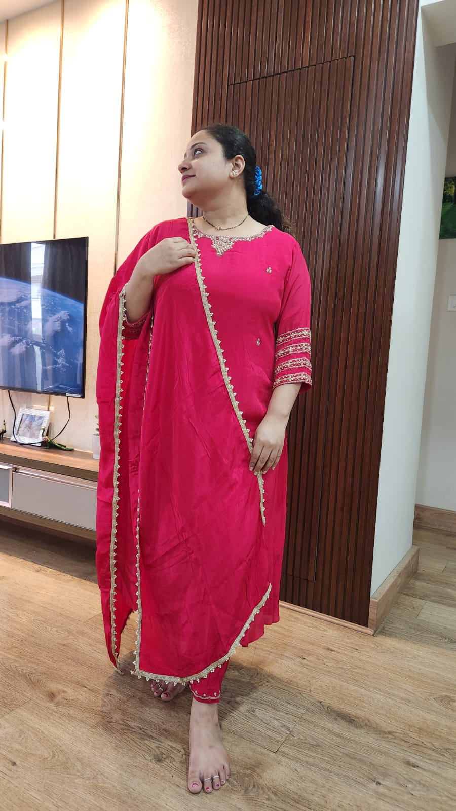 Crape Suit with Embroidery