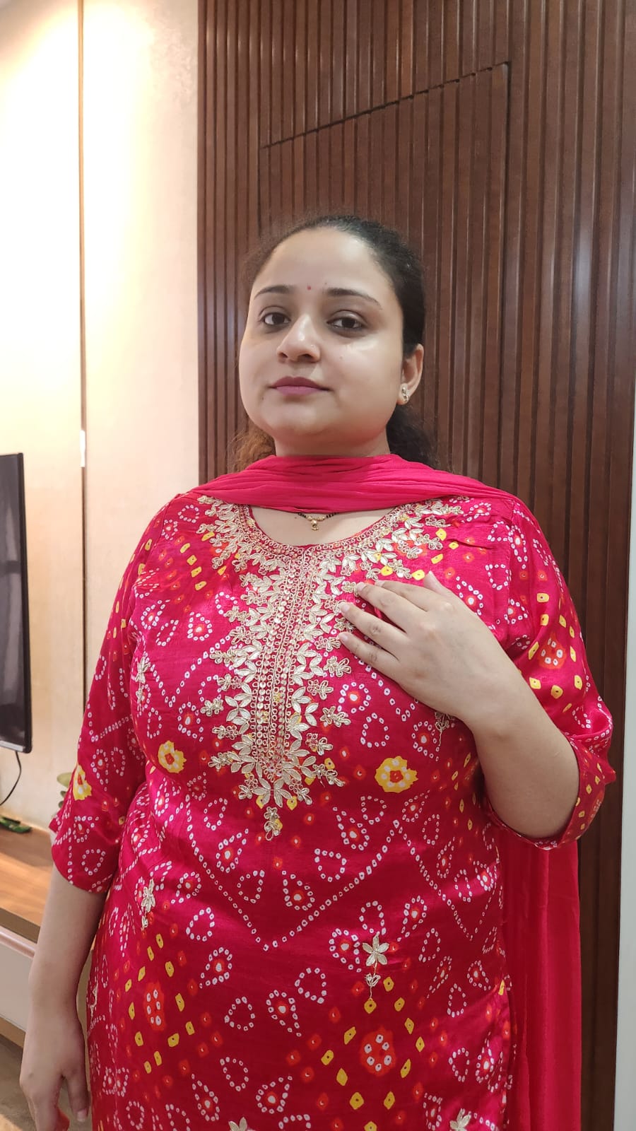 Gajji Silk Suit with Gota Patti Embroidery